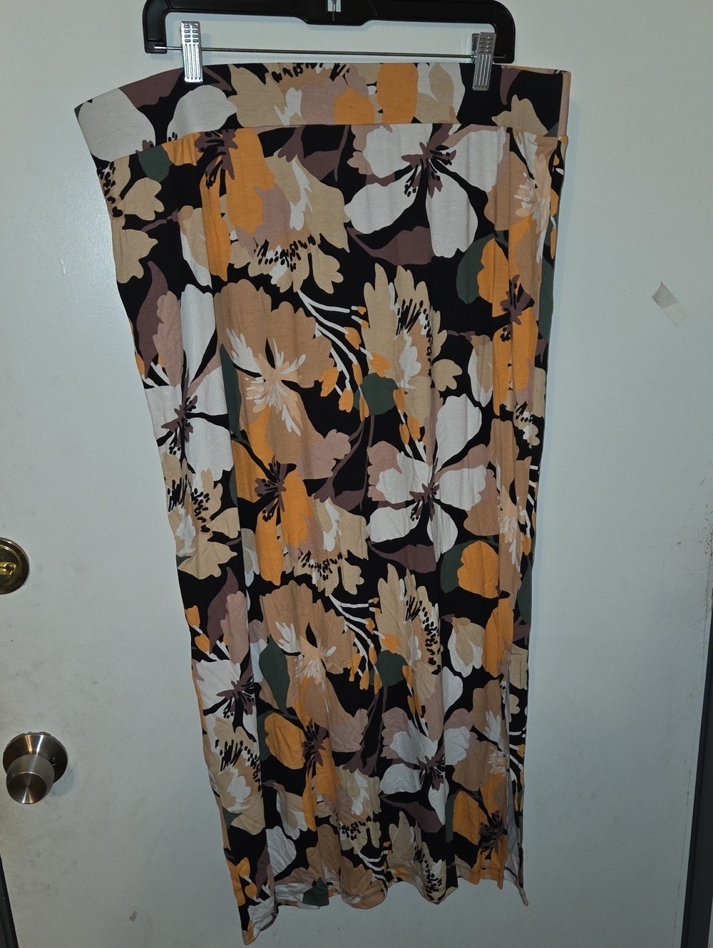 Liz Claiborne Black Floral Maxi Skirt with Mustard and Cream Blooms